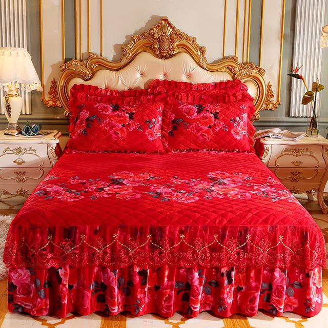 

Высокое качество, утепленное тонкое короткое плюшевое стеганое покрывало для кровати размера King Queen, теплое бархатное покрывало, не включая наволочку 1pc Skirt 150x200cm