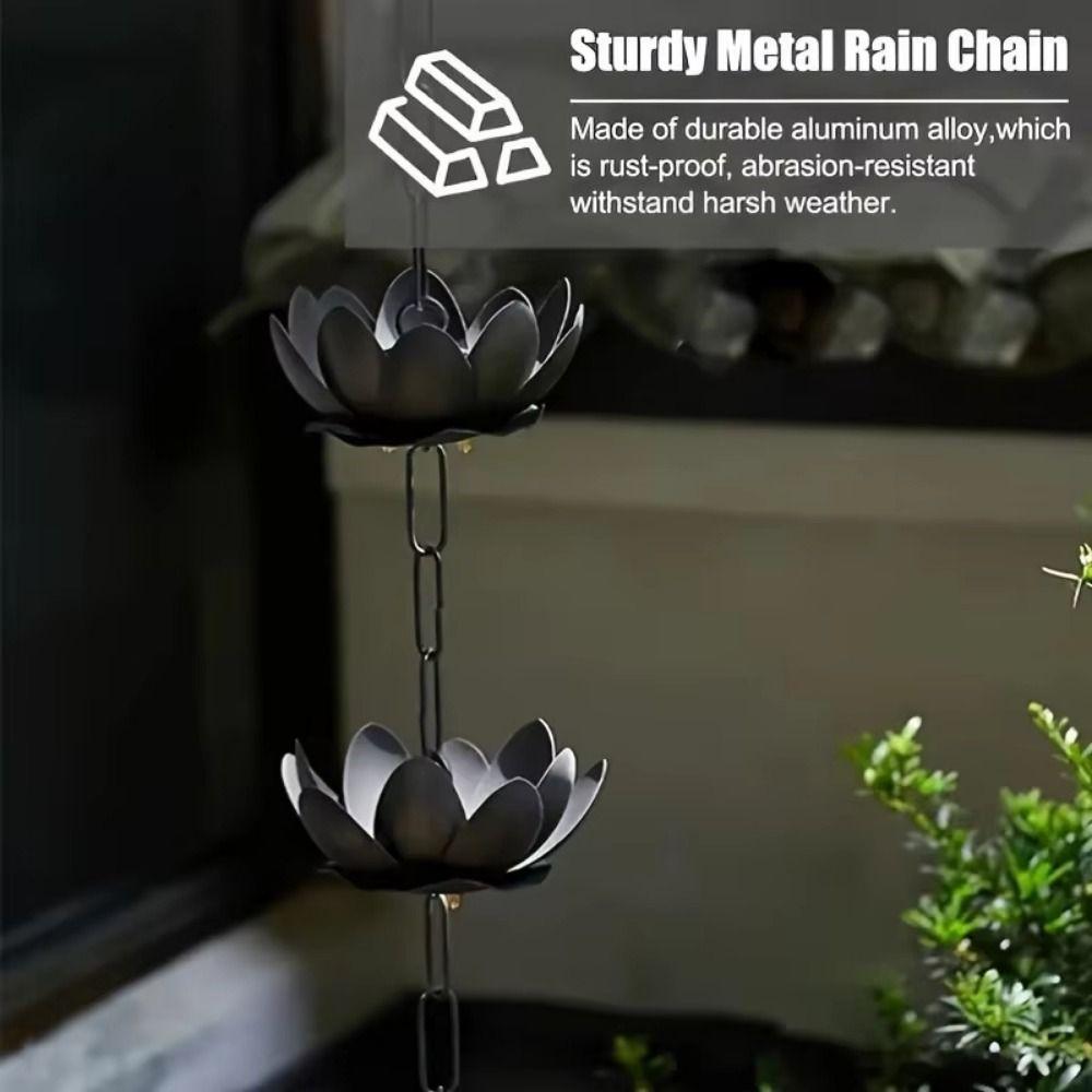 Iron Lotus Rain Catcher Adjustable Length Metal Downspout Chain Lotus Rain Chain Garden Decor