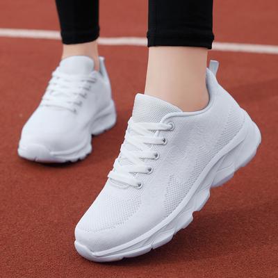 202 Season New Fly-woven Sneakers Women's Black Soft-soled Casual Running Shoes Women's Breathable Mesh Travel Shoes