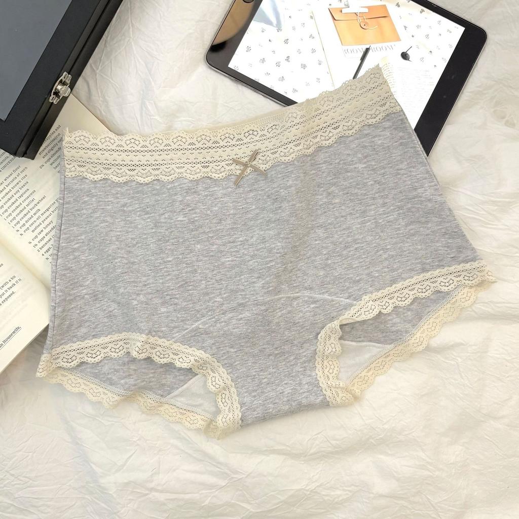 Ladies' Spring and Autumn Retro Pure Cotton Soft and Comfortable 10A Antibacterial Extended Mid Waisted Briefs