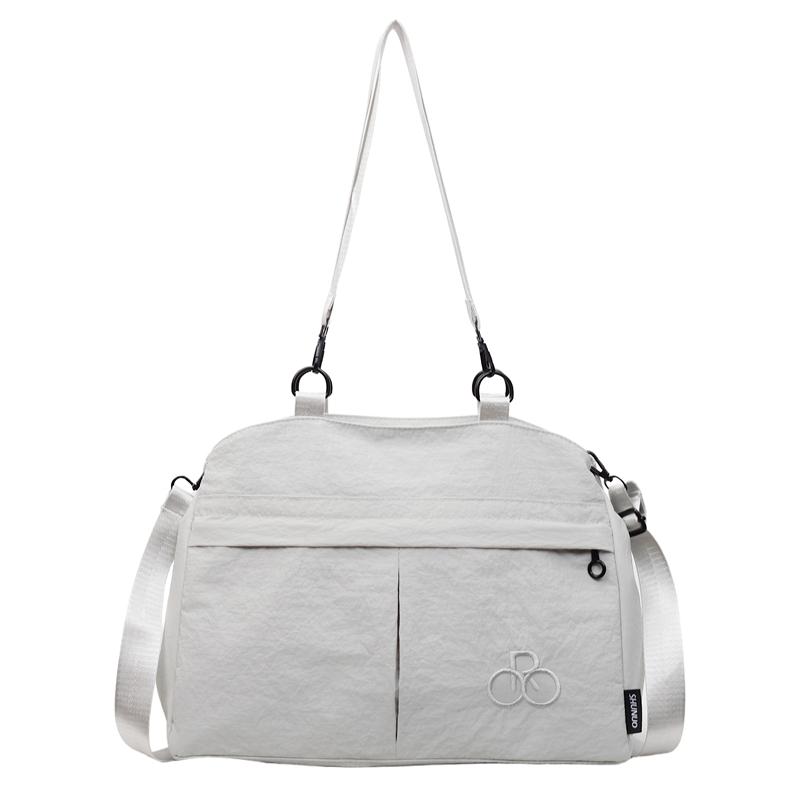 

Женская наплечная сумка легкая однотонная большой вместимости сумка кроссбоди серый/белый