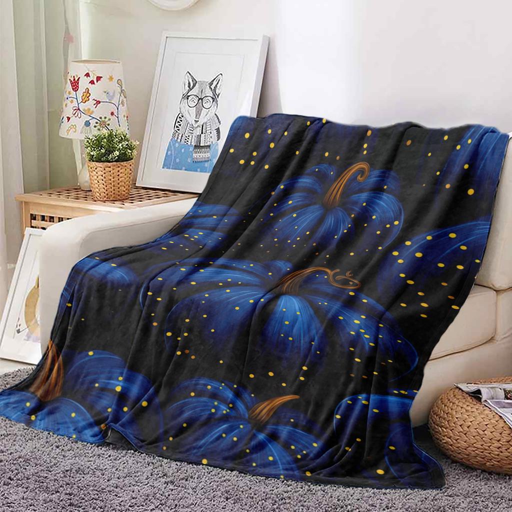 Cute Cartoon Pumpkin Print Halloween Throw Blanket for Couch And Bed - Soft Cozy Sofa Blanket for Fall And Thanksgiving Gifts