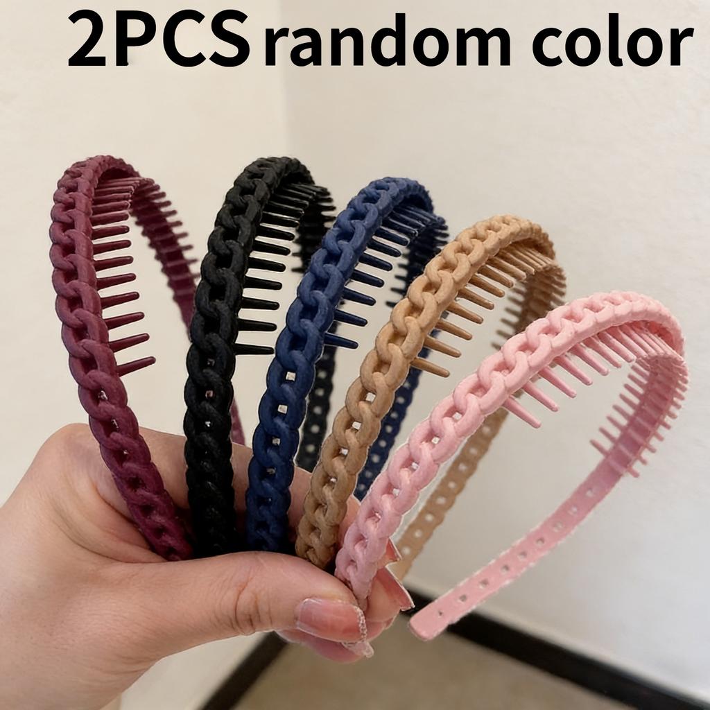 1/2pcs Fashion Women Headband/Hair Band Wide Edge Headband Face Washing Headband,Non-Slip Toothed Hair Clip, Random Color