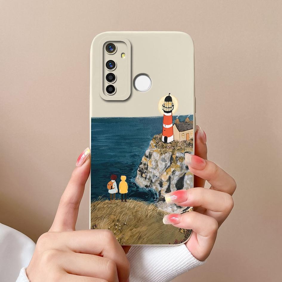 Cover Case For Oppo Realme X2 X7 V13 V15 Q5 Q5i Q Q3 Q3i Pro F29 A5 Spectacular Mountain Range Pattern Liquid Silicone Protective Cover For Oppo Shell