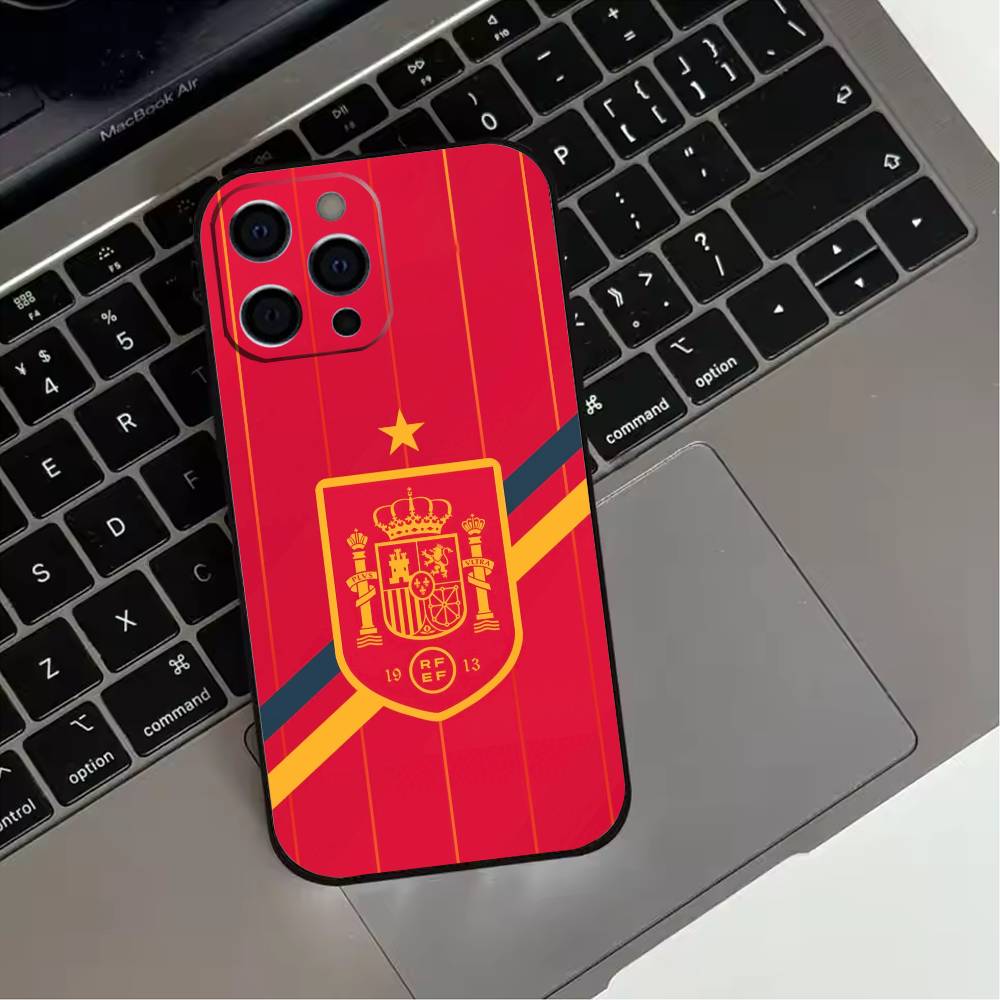 Spanish National Flag  Phone Case For iPhone 17,16,15,14,13,12,11 Plus,Pro Max,XS,Soft Silicone Black Cover