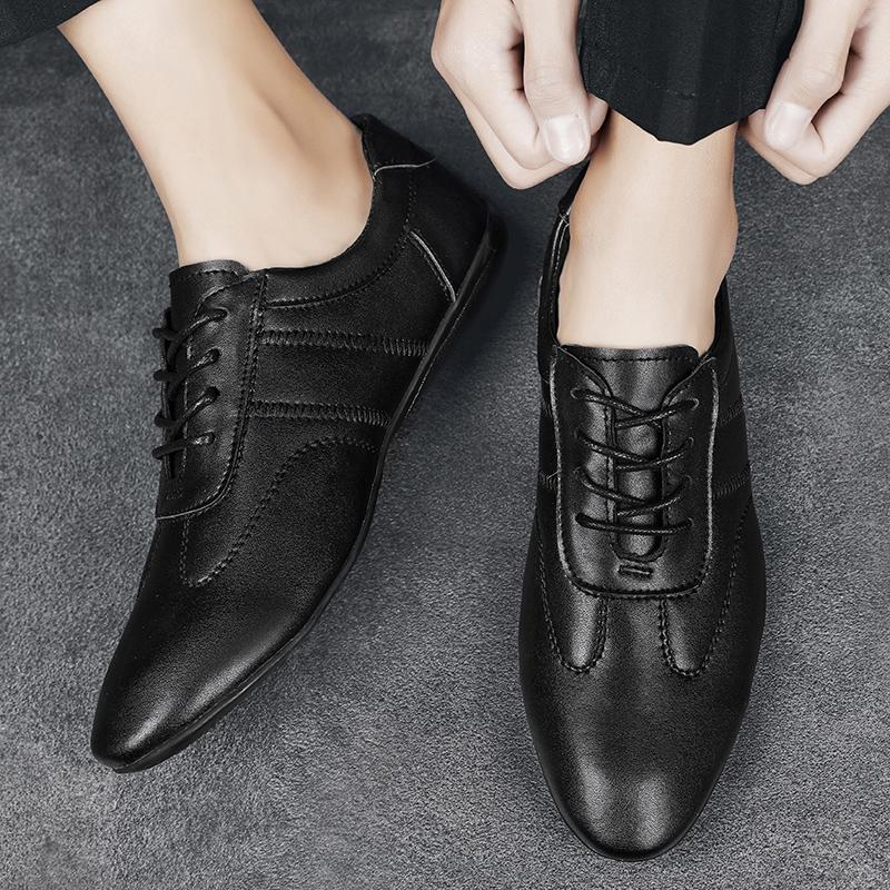 Fashion Business Office Leather Oxford Shoes Men Lace Up Adults Footwear Man Casual Shoe Classic Retro Style Daily Commute Casual Shoes