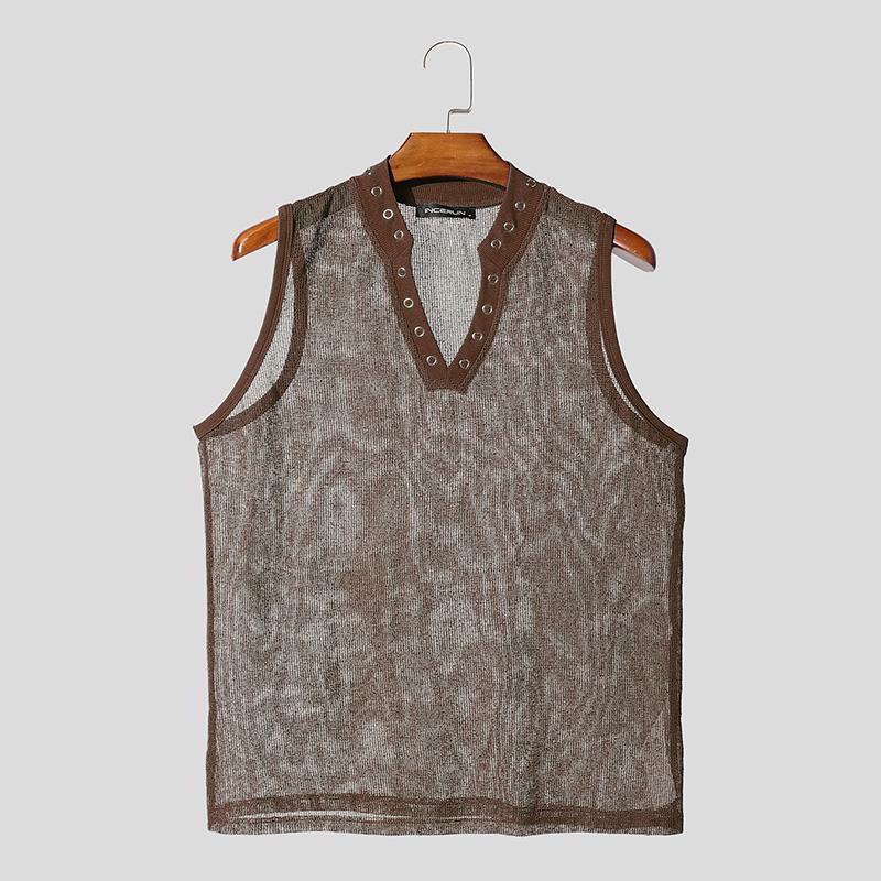 

INCERUN Мужские майки без рукавов из прозрачной сетки для клуба 2XL