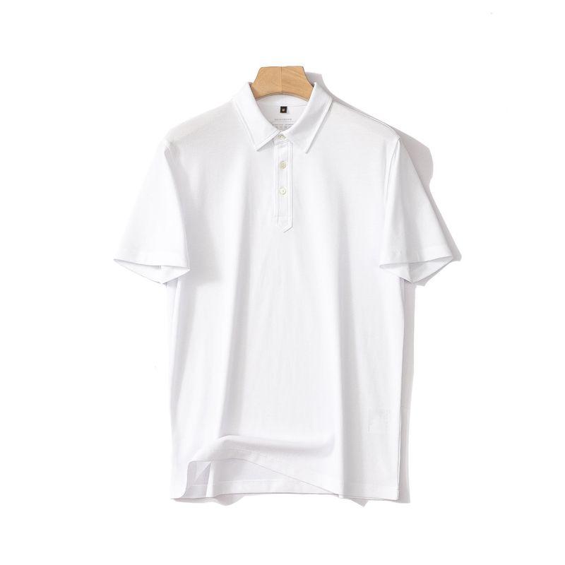 80 Liquid Ammonia Double-Sided Mercerized Cotton Polo Shirt Men s Short-Sleeved Summer Pima Cotton Lapel T-shirt Export Menswear T-shirt White XL
