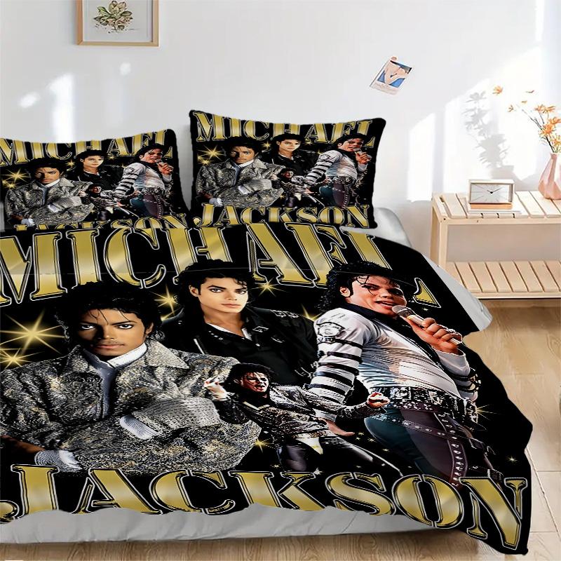 Michael Jackson Star Music Print 3Pcs Bedding Setduvet Cover With 2 Bedropillowcase Home Birthday Gift