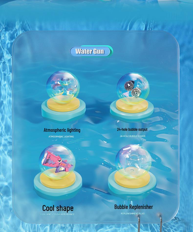 Cartoon Shark Electric Bubble Gun: Handheld, 24-Hole, Automatic Light-Up Bubble Blower for Kids