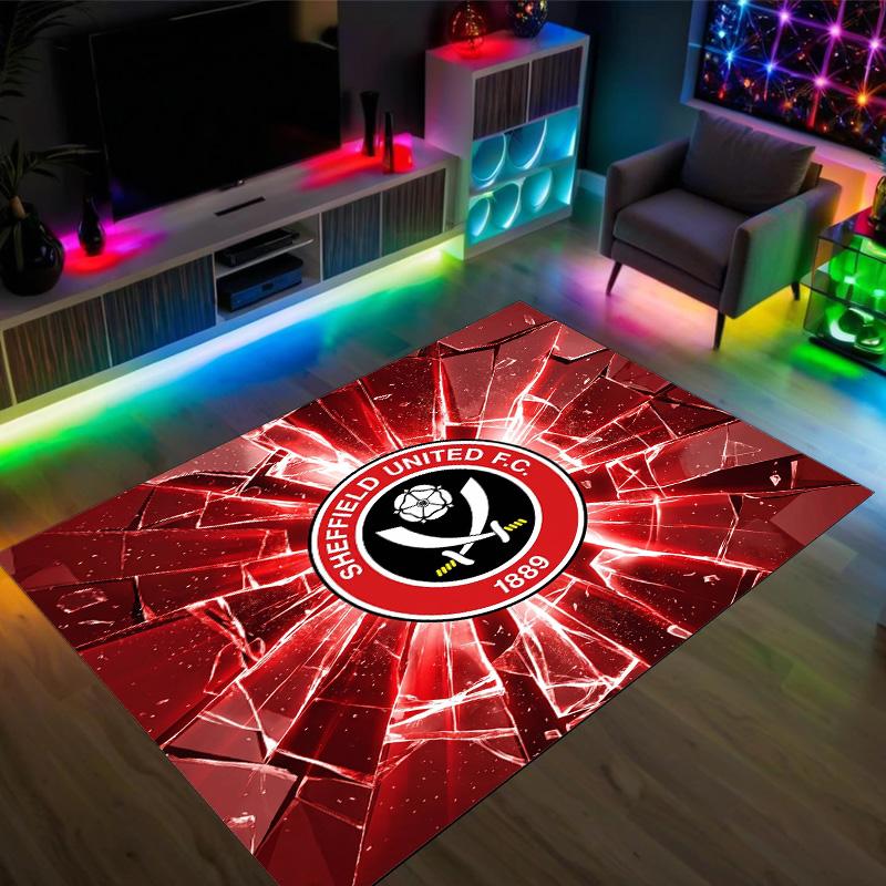 Sheffield United Football Design Crystal Velvet Carpet Cozy Non?Slip Printed Rug For Bedroom Living Room Entrance