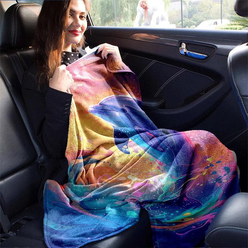 1 Stück Leichtgewichtige Flanelldecke mit Delfin-Aufdruck, Bequeme und Warme Decke, für Camping Sofa Bett und Couch Büro, Geschenk