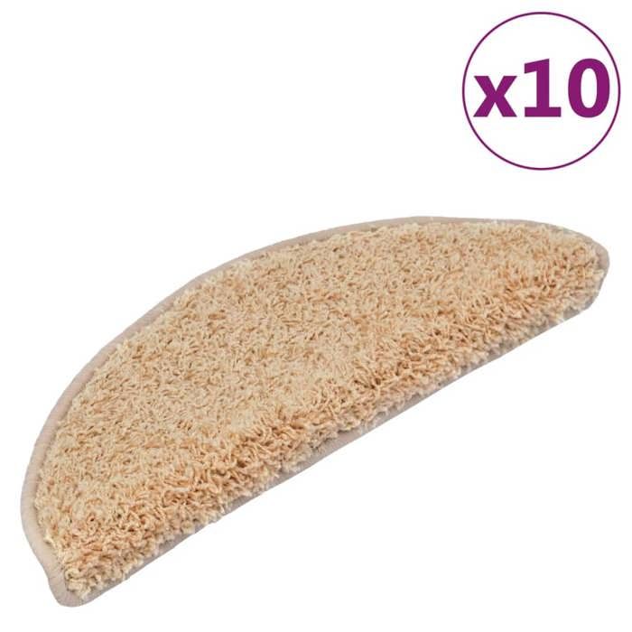 VidaXL Tapis d'escalier 10 pcs 65x25 cm Crème