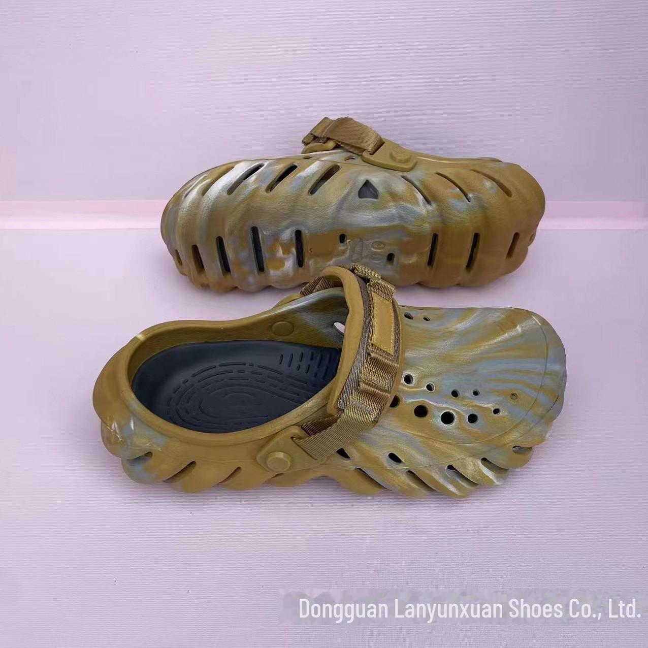 

«Пляжные сандалии с волнистым узором и перекрестными отверстиями — нескользящие летние тапочки унисекс» M8/41