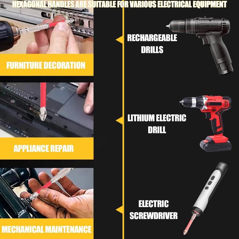 6pcs Magnetic Screwdriver Drill Bit Alloy Steel Phillip Head Impact Driver Non-slip Resistant Drilling Tool 25/50/65/70/90/150mm