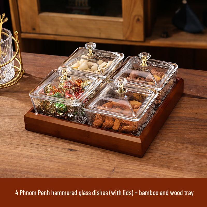 Divided Glass Snack and Fruit Plate Set