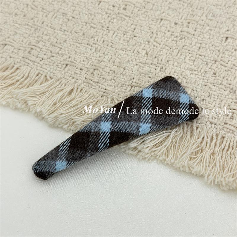 Korean Style Plaid Geometric Hair Clip - Retro BB Clip for Flyaway Hair