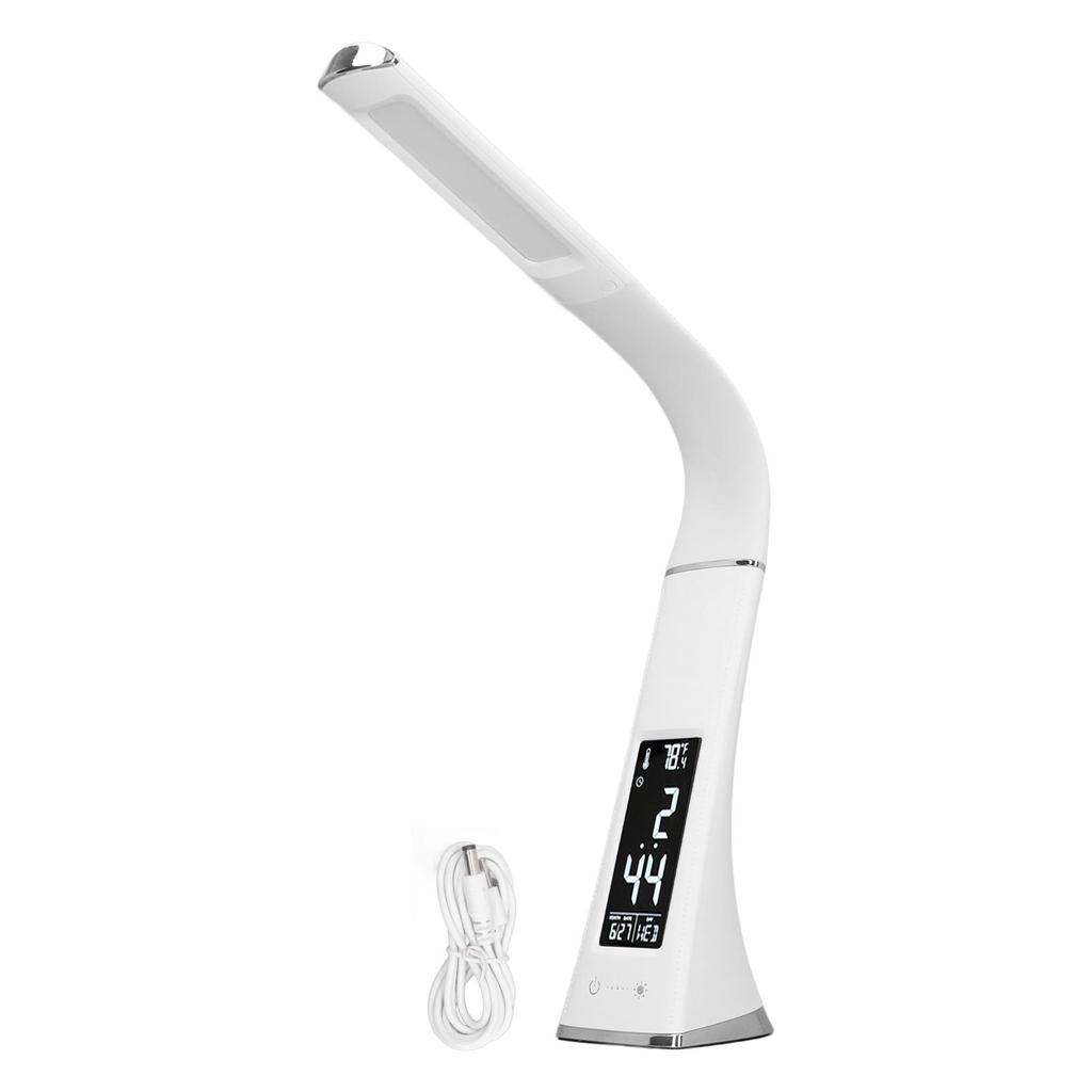 LED Desk Lamp Digital Display Gooseneck Touch Control Cordless Reading Light for Home
