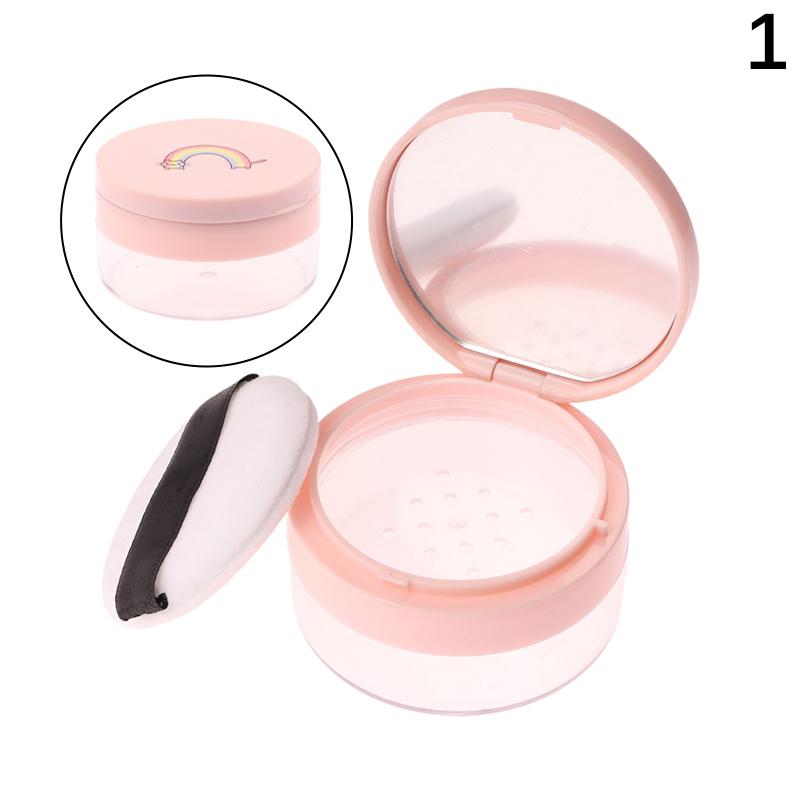 Plastic Empty Loose Powder Jar With Makeup Puff Box Sifter Container Cosmetic Pot Portable Loose Powder Box Refillable Pot
