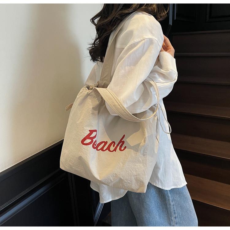Nylon Letter Bag With Drawstring Closure For Casual Daily Use