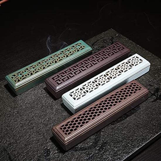 (pont du monde) Incense Stick Holder and Incense Burner Set for Aromatherapy, Zen Meditation, and Buddhist Altar Use (Young LeafGreen)