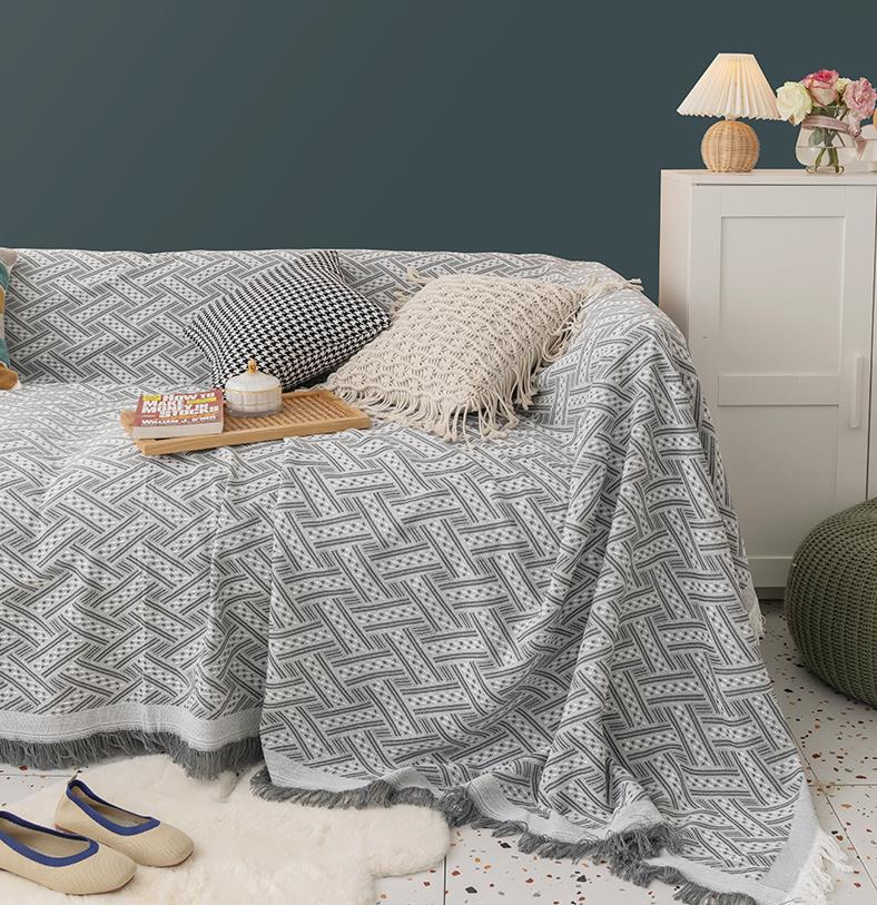 

Скандинавский однотонный четырехсезонный хлопковый плед, простое одеяло-подушка в стиле ins, полотенце для песка, модный ланч-плед 90x90cm светло-серый