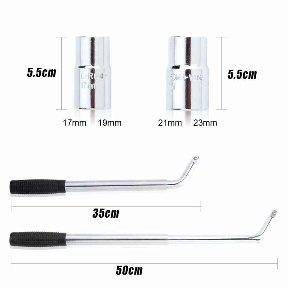 Professional Extendable Wheel Brace Wrench Telescopic with Socket Tyre Nut 17mm 19mm 21mm 23mm For Car Repairs Tools