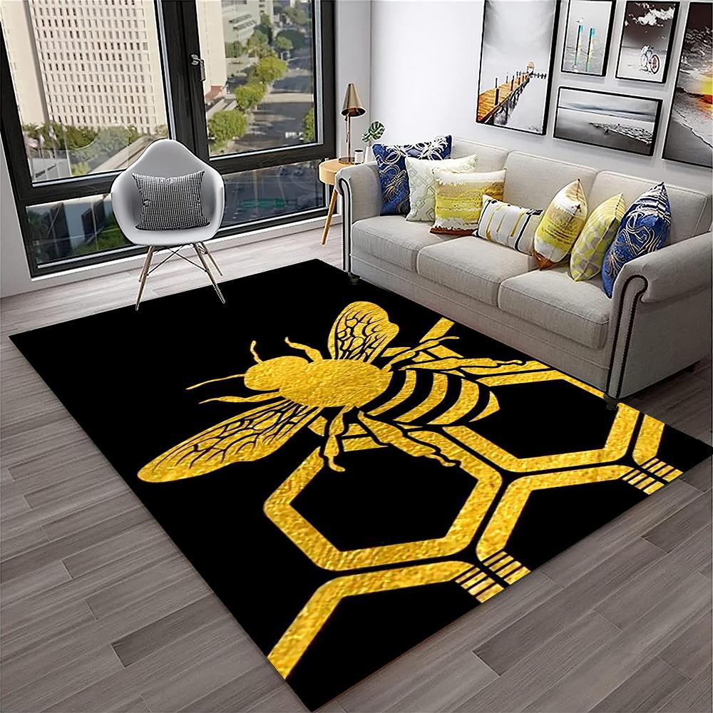 Cute Bee HoneyBee Insect Cartoon 3D Carpet Rug for Home Living Room Bedroom Sofa Doormat Decor,kids Area Rug Non-slip Floor Mat