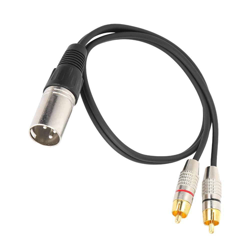 Patch Cable XLR Male To 2RCA Audio Splitter Cable Y-Splitter Adapter  Microphone