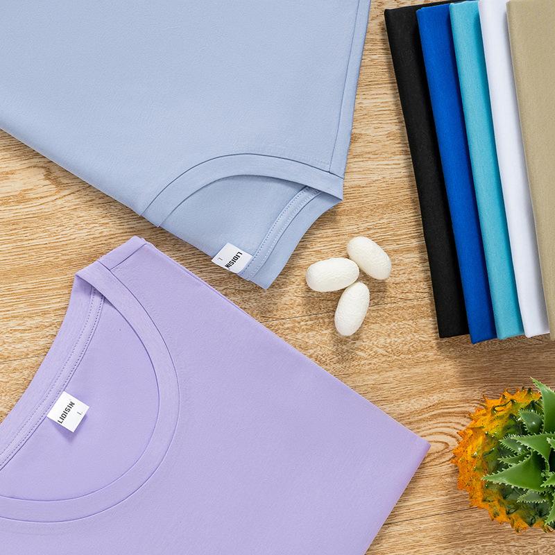 Cotton T-shirt White Short-sleeved Summer Comfortable Fit Round Neck Long-staple Cotton High-end Mens T-shirt