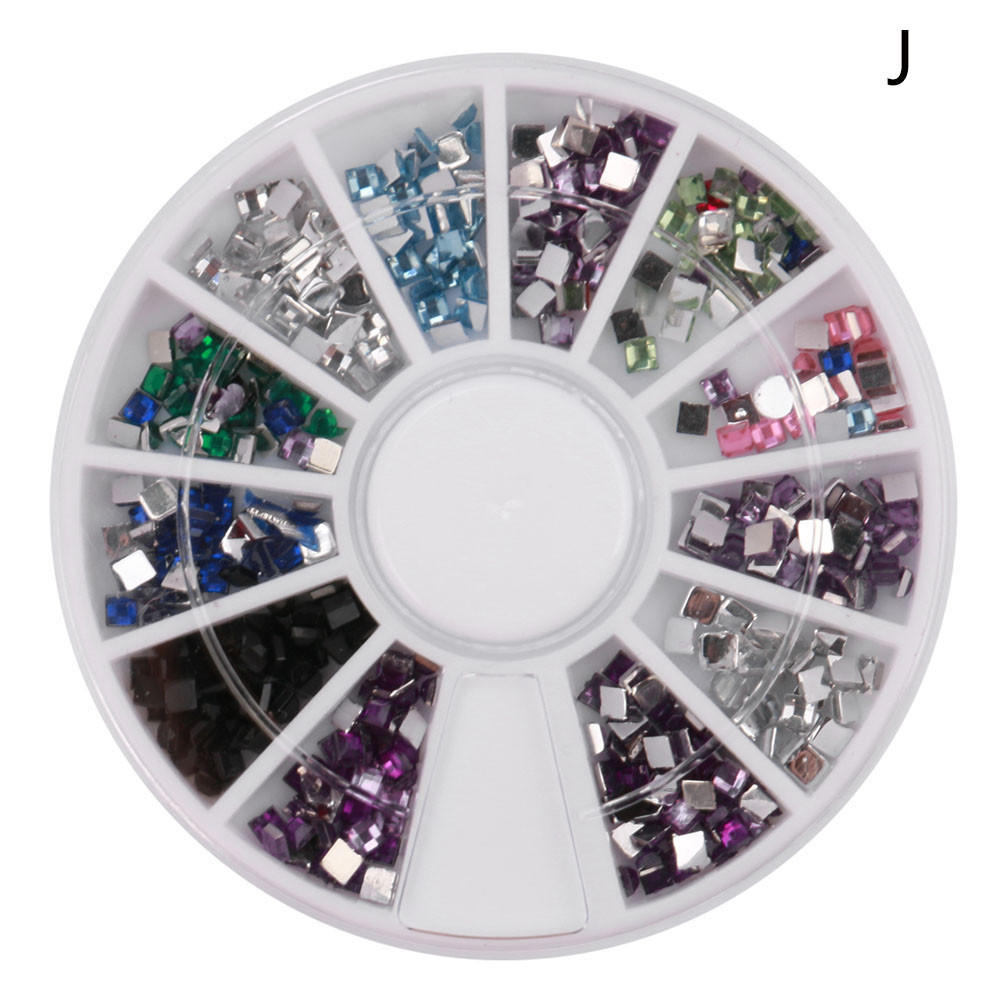 1 Box Colour Steel Bead 3D Round Nail Studs Nail Rhinestone  Decoration