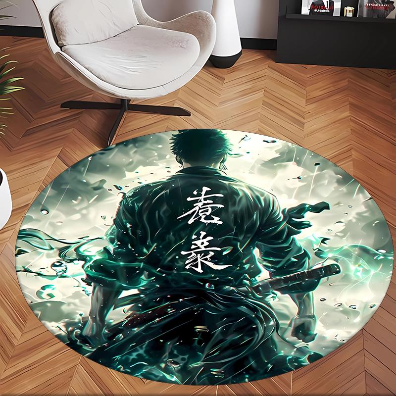Zoro (1) Round Office Rug Decorative Floor Rug for Office Bedroom Living Room and Home Space