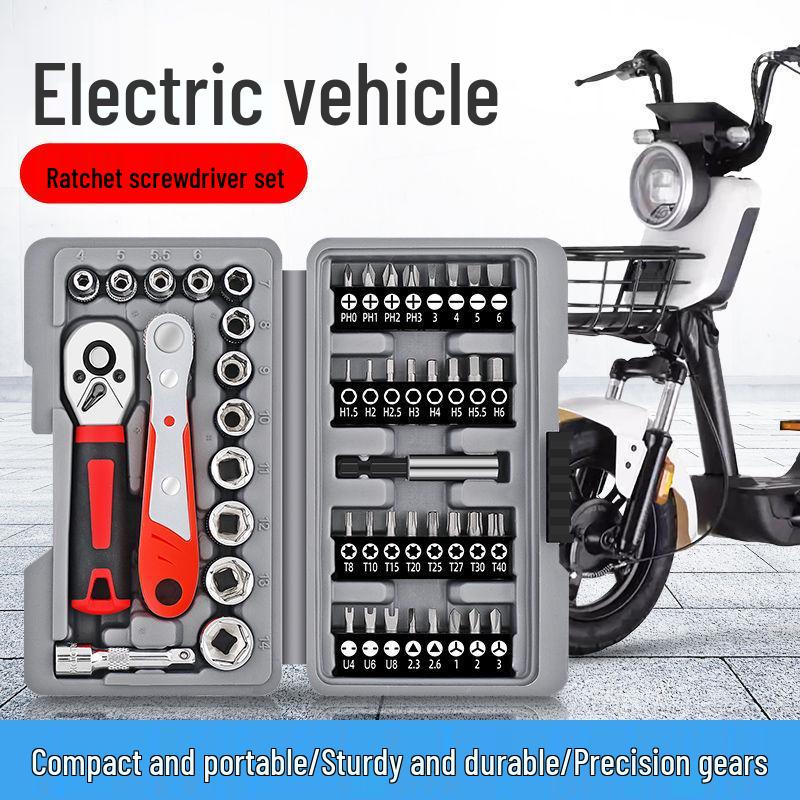 Portable Electric Vehicle Motorcycle Tool Set with Tire Change and Bit Socket