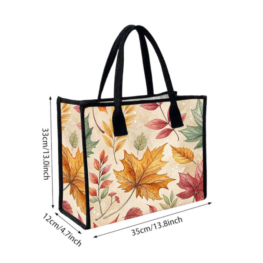 Autumn Leaf Print Large Capacity Daily Tote Bag