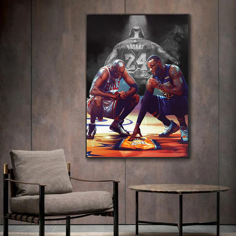 Basketball Star Canvas Paintings Ball King Kobe James Frameless Painting Living Room Background Wall Decorations Home Decor