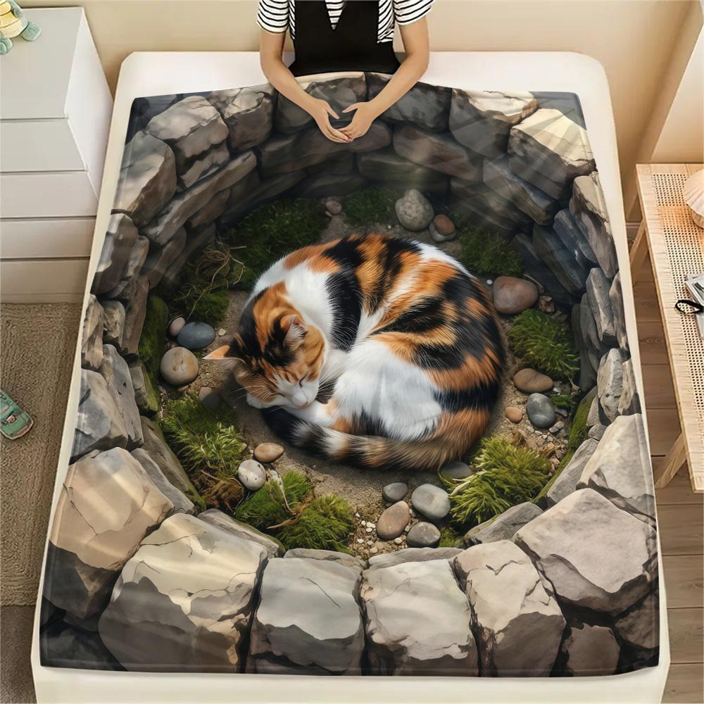 1PC 3D visual effects Print FlAannel Blanket, High quality Comfortable for All Seasons, Home Decor, Warmth and Comfort