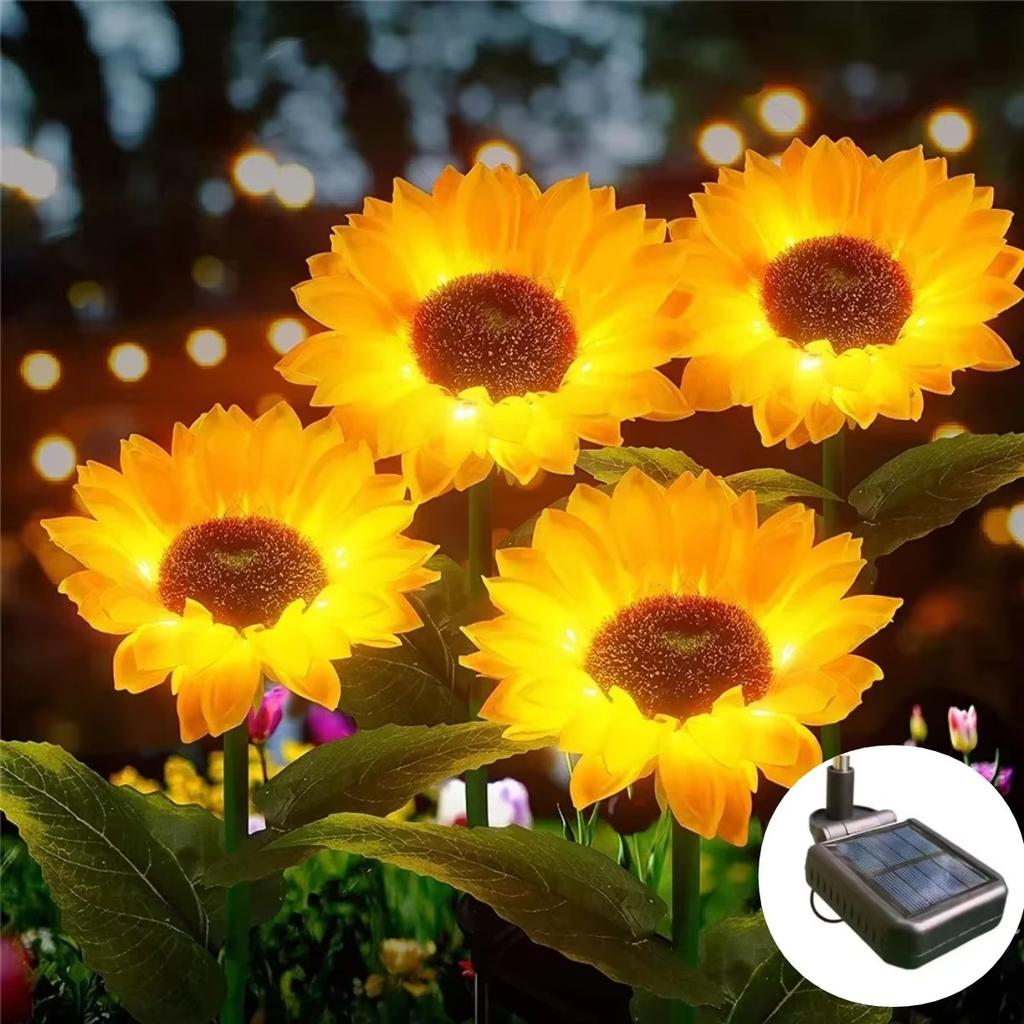 Solar Sunflower Lights Outdoor Waterproof Auto ON/Off Solar Garden Stake Lights for Lawn Pathway Yard Landscape Decor