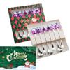 Set Regalo Cucchiaini da Caffè Forchette di Natale in Scatola con 1 Biglietto di Natale, Cucchiaino da Caffè Natalizio Forchette da Cena Cucchiaino da Dessert Stoviglie Regalo