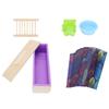 DIY Silicone Soap Mold Set with Wood Box Soap Rack Wrapping Paper Baking SuppliesPurple
