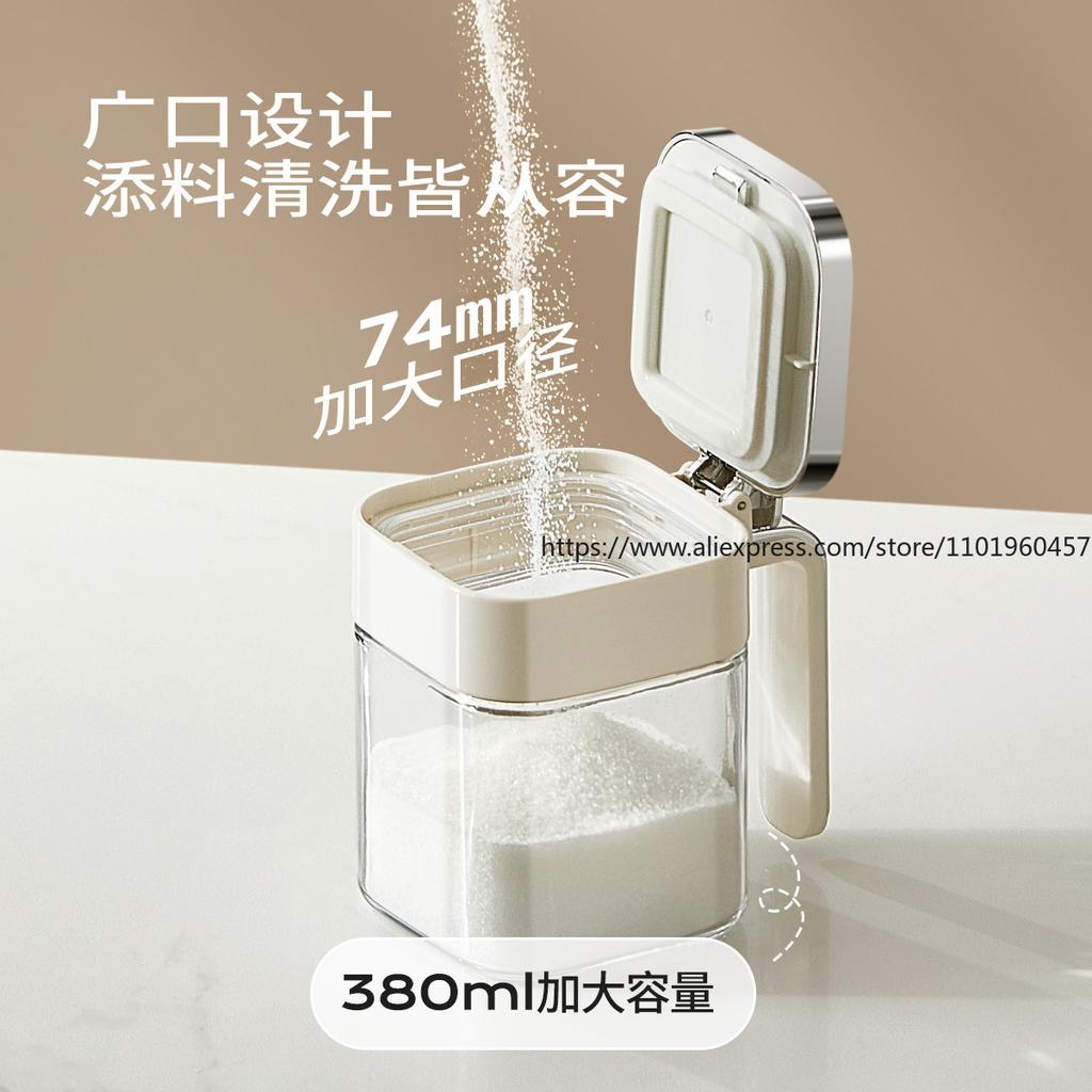 Lebensmittelechte luftdichte Gewürzbehälter Set Glas Gewürzgläser Salzstreuer für Küchenaufbewahrungsset mit schwarzem Pfefferbehälter