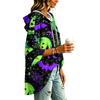 Women's Fashionable Three-Quarter-Sleeve Halloween-Printed Hooded Pullover