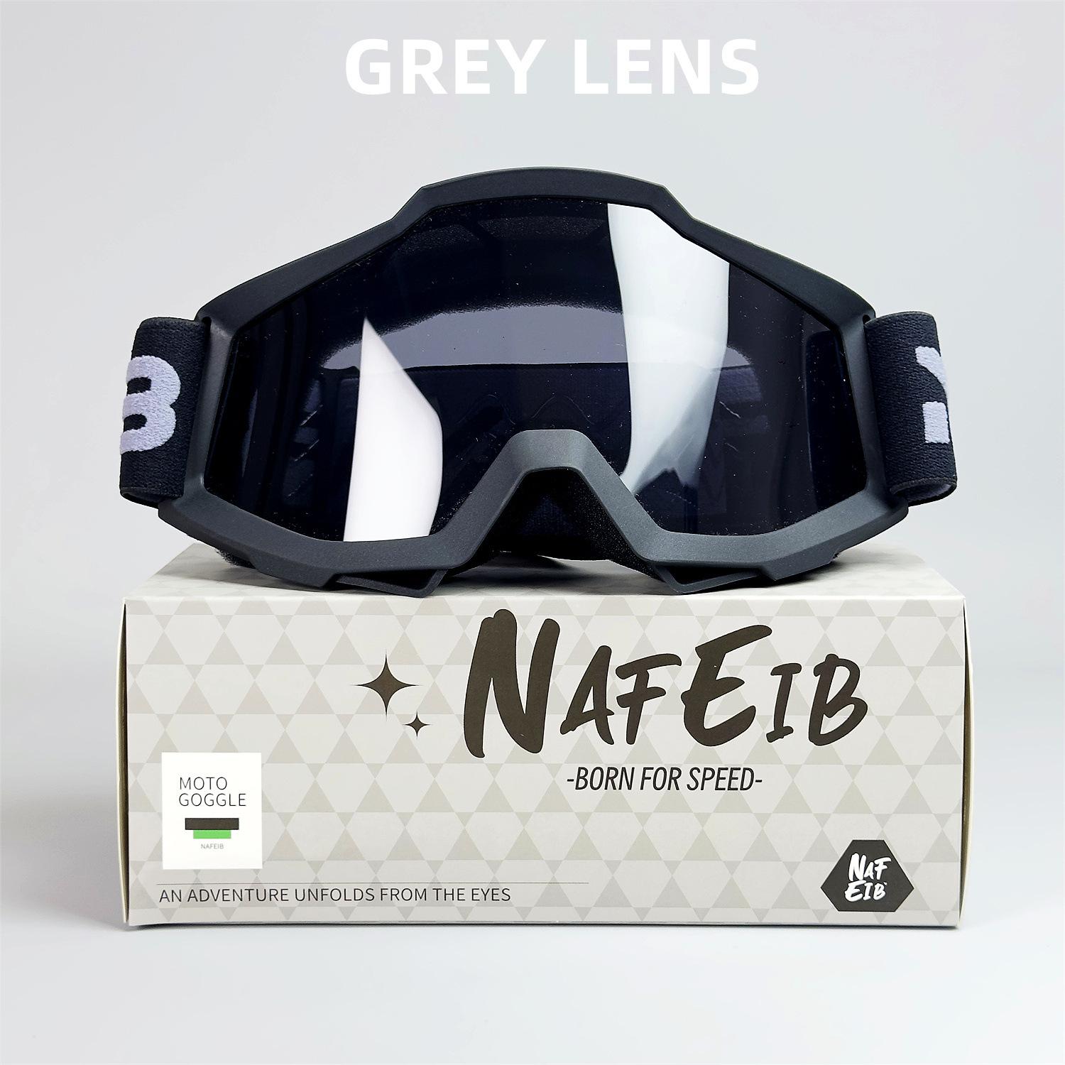 

Ski goggles, motorcycle off-road glasses, cycling helmet, electric bike, mountain bike, windproof, sandproof, fogproof Black Frame Gray Piece-Co