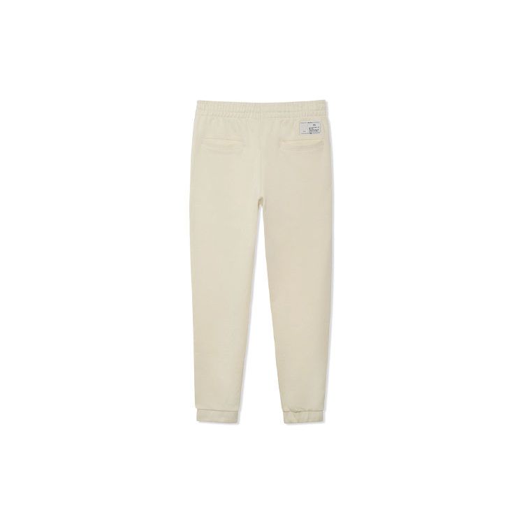 Li Ning Sports Lifestyle Series Solid Color Cuffed Sweatpants Unisex Bottoms Beige AKLR869-1