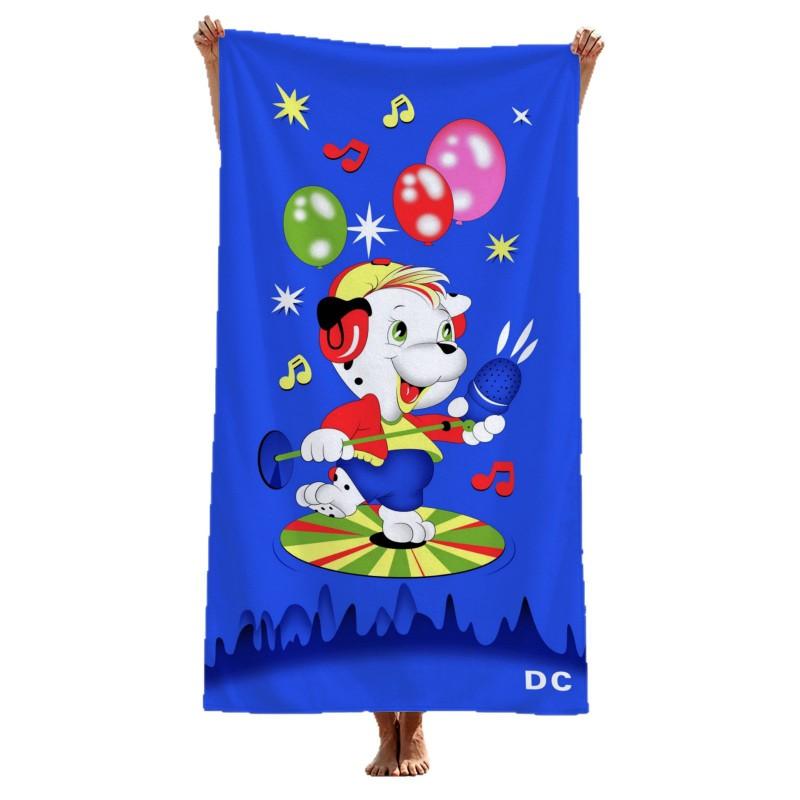 Microfiber Beach Towel Kids With Cartoon Dog Print Quick Dry Bath 70x140cm Soft Absorbent