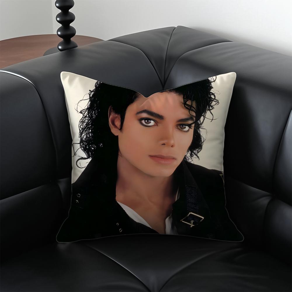 M-Michael Jackson Pop King Cushion Cover Pillow Case Anti-Dustmite Invisible Zipper Silky Plush Cushion