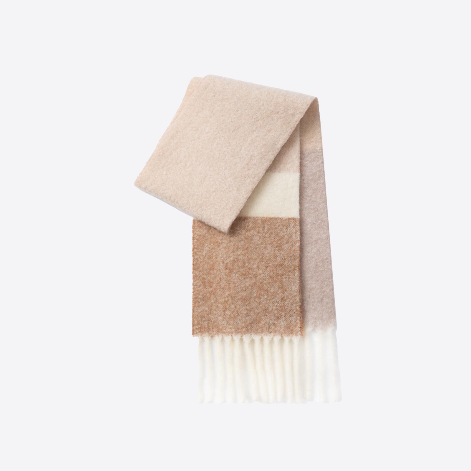 

Женский шарф из 85% шерсти: Высококачественный пэчворк в стиле колор-блок для осени и зимы - Теплый, длинный, универсальный шарф-манишка 210x22 cm, 85% Merino Wool