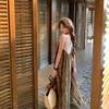 Holiday Style Travel Photo Good-looking French Trailing Suspender Skirt Dress Suspender Print Women's Light Luxury Beach Skirt