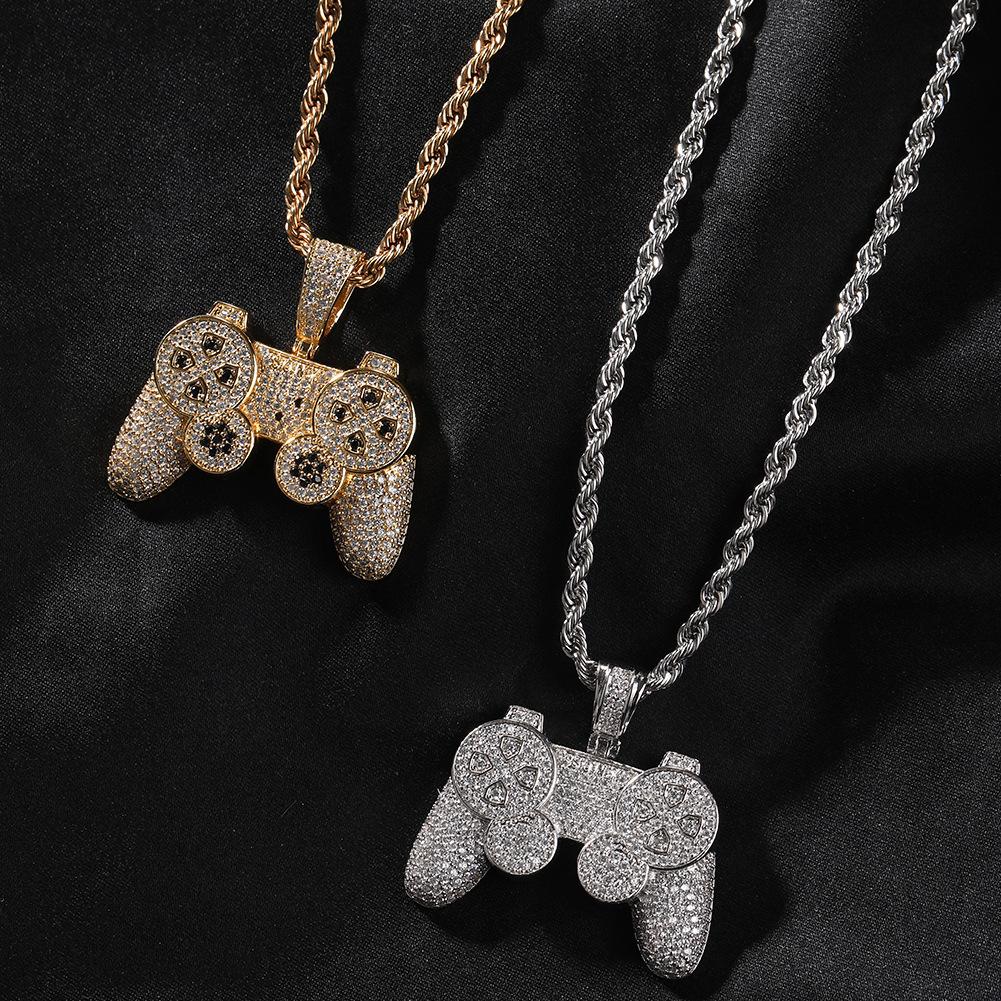Street kreativní ovladač herní konzole přívěsek hip hop náhrdelník nová osobnost dětský kreslený diamantový náhrdelník