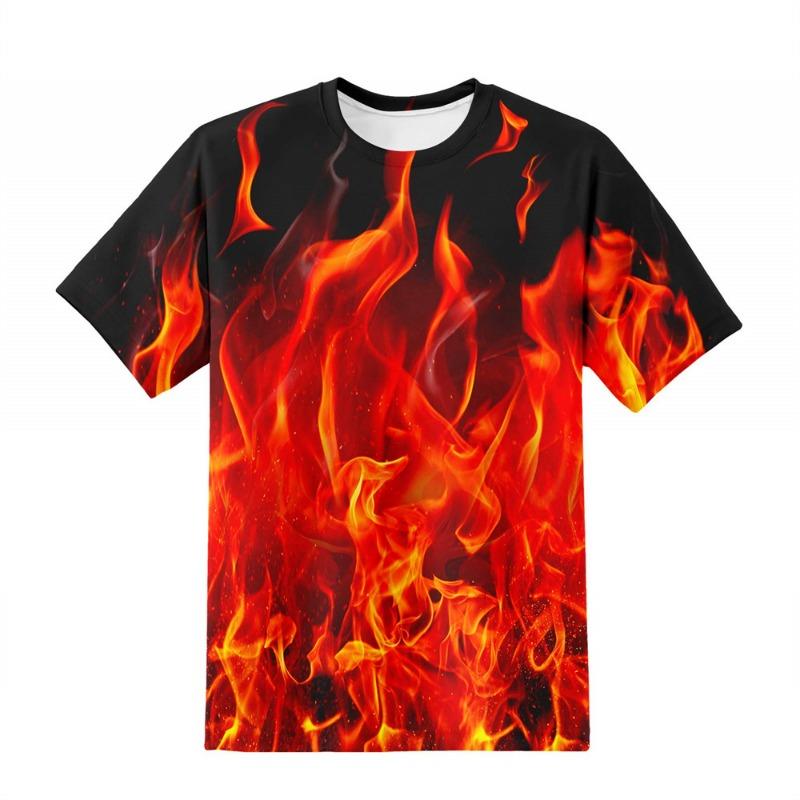 T-Shirts for Children 3D Print Flame Lightning Casual Boys Girls Tops Summer Crew Neck Short Sleeves 2025 Children's Clothing