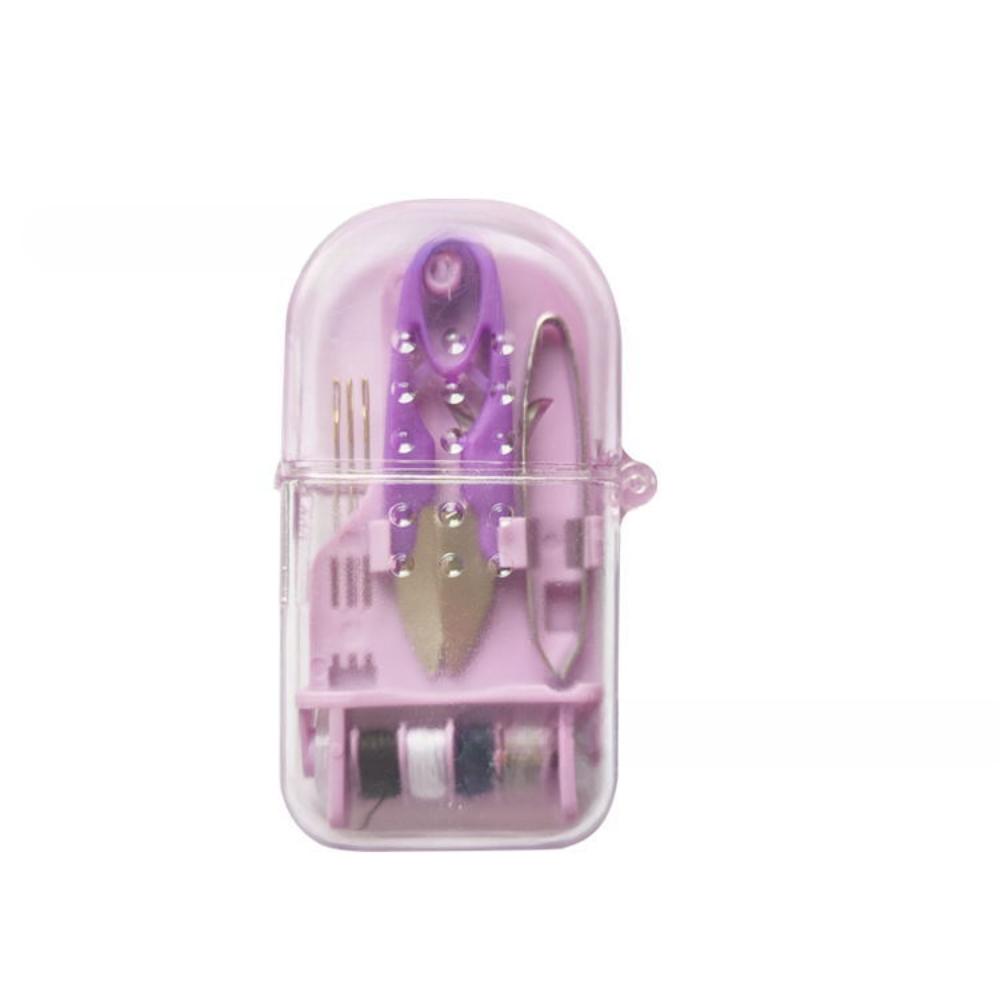 Exquisite and Portable Mini Travel Macaron Color Plastic Household Sewing Box Kit Needle Thread Scissors Sewing Tool